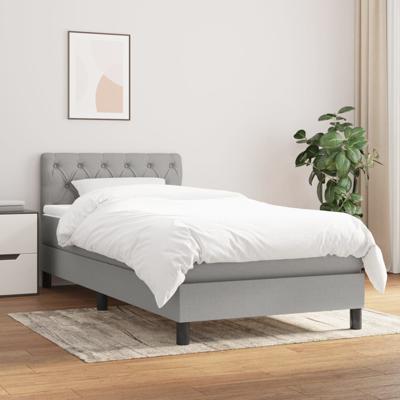 Boxspring met matras stof lichtgrijs 140x200 cm - thumbnail