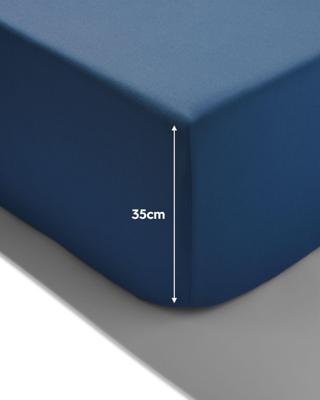 HEMA Boxspring hoeslaken 90x220cm zacht katoen blauw (blauw)