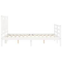 Bedframe met hoofdbord massief hout wit - thumbnail