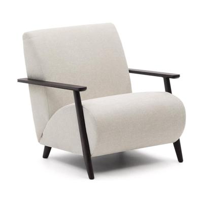 Kave Home Fauteuil 'Meghan' Chenille, kleur Beige/Wengé Kave Home Fauteuil 'Meghan' Chenille, kleur Beige/Wengé
