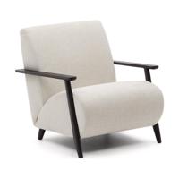 Kave Home Fauteuil 'Meghan' Chenille, kleur Beige/Wengé - thumbnail