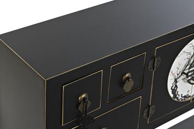 Bijzettafel DKD Home Decor 95 x 26 x 79 cm Spar Zwart Gouden Metaal Wit Hout MDF