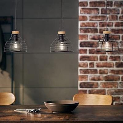 Brilliant HanglampAvia 3-lichts zwart met houtbruin - 99561/76