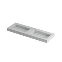 INK Pitch Wastafel Keramische Slab Bak Dubbel met Drain en Front en Side Skirts Zonder Kraangaten - 1400x450x90 mm - Calacatta Mat - thumbnail
