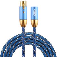 EMK XLR male naar vrouwelijk vergulde plug grid nylon gevlochten kanon audio kabel voor XLR-aansluiting apparaten lengte: 2m (blauw) - thumbnail