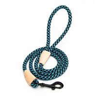 Nobleza Hondenriem rond - Zwart / blauw polyester met leer - Lengte 130 cm - thumbnail