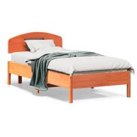 Bedframe zonder matras massief grenenhout wasbruin 75x190 cm - thumbnail