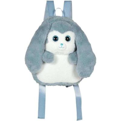Fluffy Bag - GIPSY TOYS - Pluche rugzak - Blauw-wit konijn 30 cm