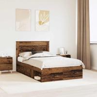 Bedframe met hoofdeinde Oudhout 135 x 190 cm Massief grenenhout - thumbnail