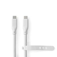 Nedis USB-Kabel | USB 3.2 Gen 2 | USB-C Male | USB-C Male | 240 W | 8K@30Hz | 20 Gbps | Vernikkeld | 1.00 m | Rond | Silicone | Wit | Doos - - thumbnail