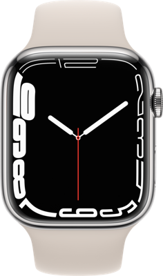 Apple Watch Series 7 (GPS + Cellular, 45mm) Smartwatch, Edelstahlgehäuse Silber, Sportarmband Sternenlicht - Regular. Fitnesstracker, Blutsauerstoff und EKGApps, Always-On Retina Display, Wasserschutz