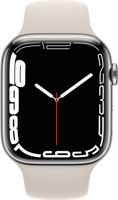 Apple Watch Series 7 (GPS + Cellular, 45mm) Smartwatch, Edelstahlgehäuse Silber, Sportarmband Sternenlicht - Regular. Fitnesstracker, Blutsauerstoff und EKGApps, Always-On Retina Display, Wasserschutz - thumbnail
