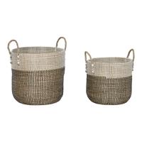 Basket spelset Home ESPRIT Wit Zwart Natuurlijk (2 Onderdelen) - thumbnail