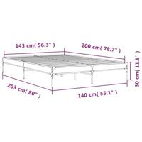 Bedframe bewerkt hout metaal bruin eikenkleur 140x200 cm - thumbnail