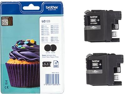LC123BK - 2 - hoog rendement - zwart - origineel - blister met akoestisch elektromagnetisch alarm - inktcartridge LC123BK - 2 - hoog rendement - zwart - origineel - blister met akoestisch elektromagnetisch alarm - inktcartridge