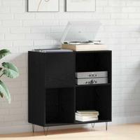 Platenkast met plank Zwart Eiken 85 x 38 x 89 cm Bewerkt hout - thumbnail