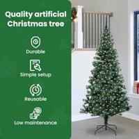 VidaXL Kunstmatig voorverlicht kerstboom groen 240 cm pvc en metaal - thumbnail