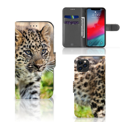 Apple iPhone 11 Pro Telefoonhoesje met Pasjes Baby Luipaard Apple iPhone 11 Pro Telefoonhoesje met Pasjes Baby Luipaard