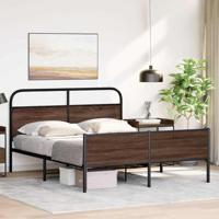 Bedframe zonder matras metaal bruin eikenkleurig 150x200 cm - thumbnail