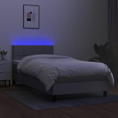 Boxspring met matras en LED stof lichtgrijs 90x190 cm - thumbnail
