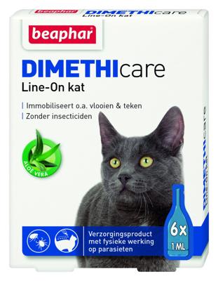 BEAPHAR DIMETHICARE LINE-ON KAT TEGEN VLOOIEN EN TEKEN 6 PIP 1 ML