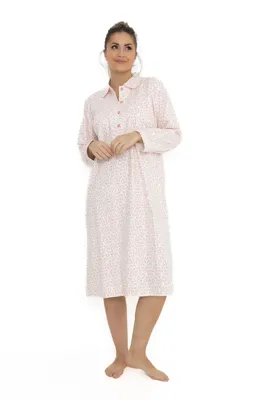 Lunatex flanellen nachthemd dames - Classic egg