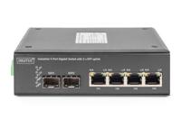 DIGITUS Professional DN-651106 - Switch - 4 x 10/100/1000 + 2 x Gigabit SFP - monteerbaar op DIN-rails, wandbevestiging - gelijkstroom - thumbnail