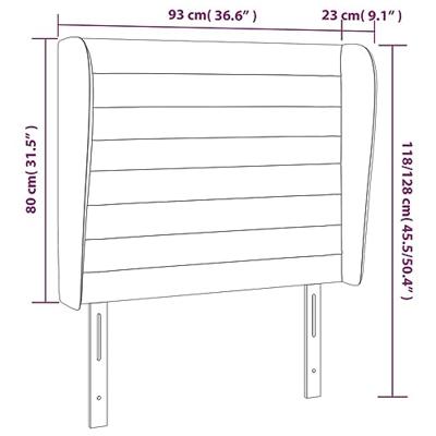 Hoofdbord met randen 93x23x118/128 cm stof donkerbruin
