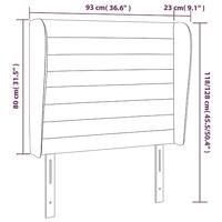 Hoofdbord met randen 93x23x118/128 cm stof donkergrijs - thumbnail