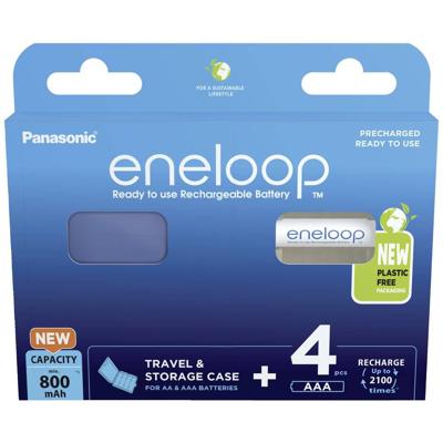 Oplaadbare batterijen PANASONIC ENELOOP AAA 800 mAh 4 szt + doos (BK-4MCDE/4CP+CASE)