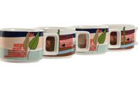 Set van koffiekopjes Home ESPRIT Blauw Groen Roze Lila Metaal Bamboe Dolomite 260 ml - thumbnail