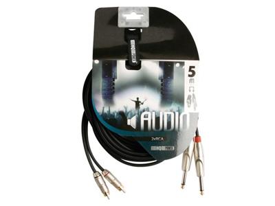 Rca-jack kabel 2 x rca mannelijk naar jack 6.35 mm mono 5 m Velleman - Velleman
