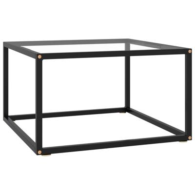 Salontafel met gehard glas 60x60x35 cm zwart