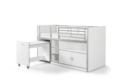 Vipack halfhoogslaper Bonny met bureau - wit - 121x96x207