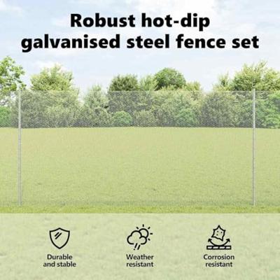 VidaXL Hek met paal zilver 1,2 x 10 m staal