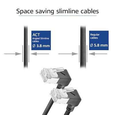 ACT Zwarte 0.15 meter U/FTP CAT6A LSZH Slimline patchkabel met RJ45 connectoren 90° haaks boven naa - thumbnail
