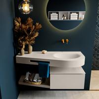 MONDIAZ RIVA 120cm badmeubel onderkast / planchet kleur Linen met 1 lade. Wastafel DULCET rechts 0 kraangaten kleur Linen. - thumbnail