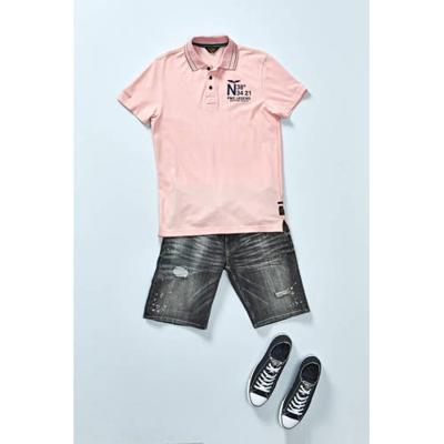 Short sleeve polo rugged pique coral blush