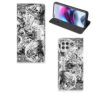 Mobiel BookCase Motorola Moto G100 Skulls Angel