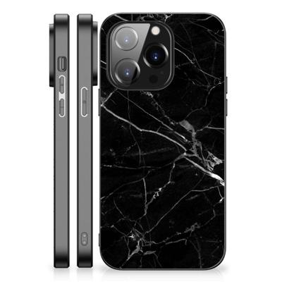 iPhone 14 Pro Marmeren Print Telefoonhoesje Marmer Zwart - Origineel Cadeau Vader