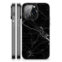 iPhone 14 Pro Marmeren Print Telefoonhoesje Marmer Zwart - Origineel Cadeau Vader - thumbnail