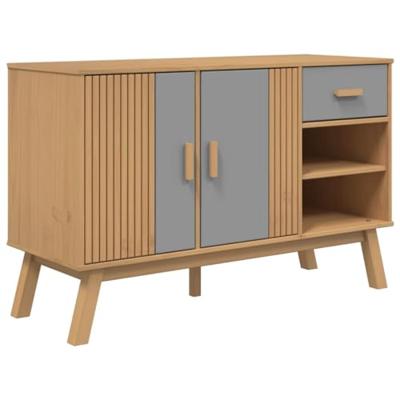 Dressoir OLDEN 114x43x73,5 cm massief grenenhout grijs en bruin