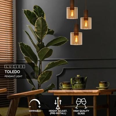 Lucide TOLEDO - Hanglamp - 3xE27 - Amber