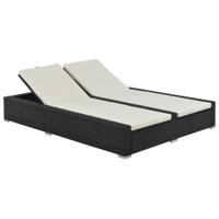 Ligbed tweepersoons poly rattan zwart - thumbnail