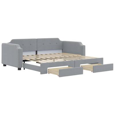 Slaapbank met onderschuifbed en lades 90x200 cm stof lichtgrijs