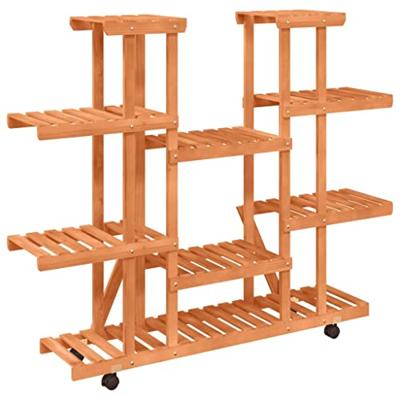 VidaXL Plantenstandaard met wielen 110x25x115 cm massief vurenhout