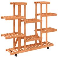VidaXL Plantenstandaard met wielen 110x25x115 cm massief vurenhout - thumbnail