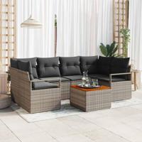 Tuinbankenset met kussen 7 pcs Grijs poly rattan - thumbnail