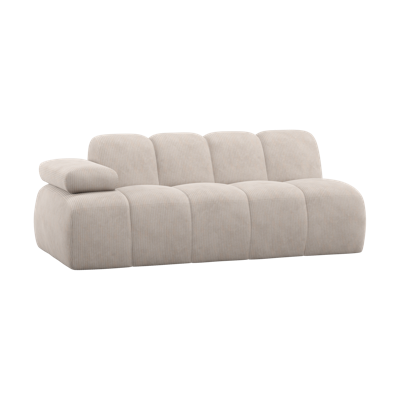 Woood Mojo 2-zits bank arm links ribstof Ecru