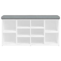Schoenenbank 102x32x50 cm bewerkt hout wit - thumbnail